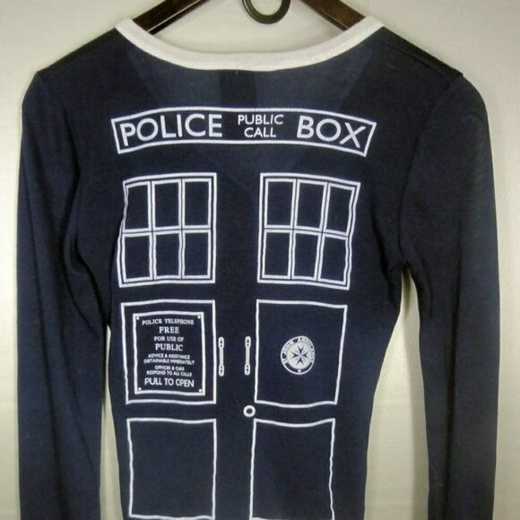 Doctor Who Navy Blue Long Sleeve Button Down Shirt X-Small - Picture 2 of 4
